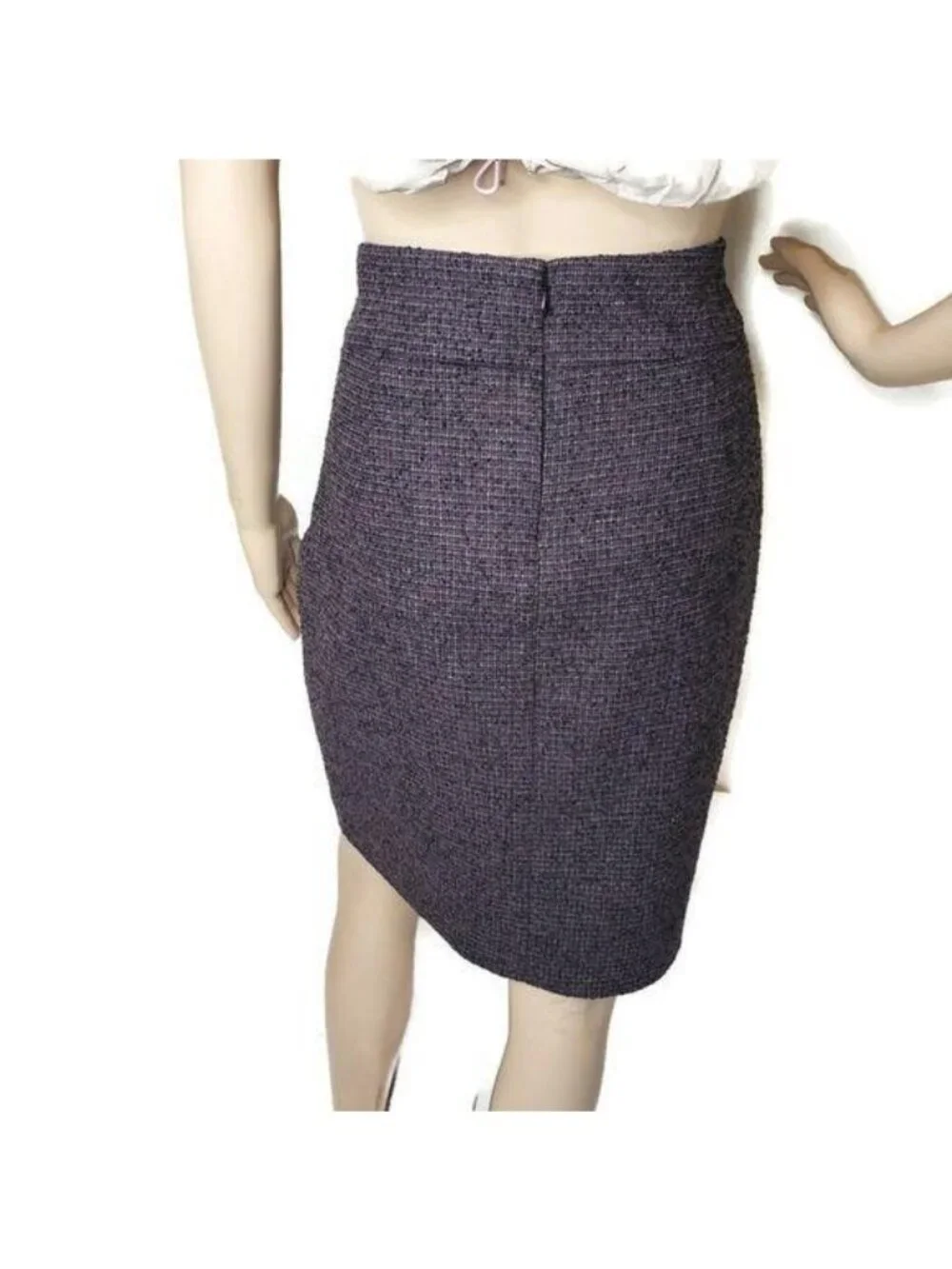 Classiques Entier Tweed Pencil Skirt Purple Black Hook Detail Size 4